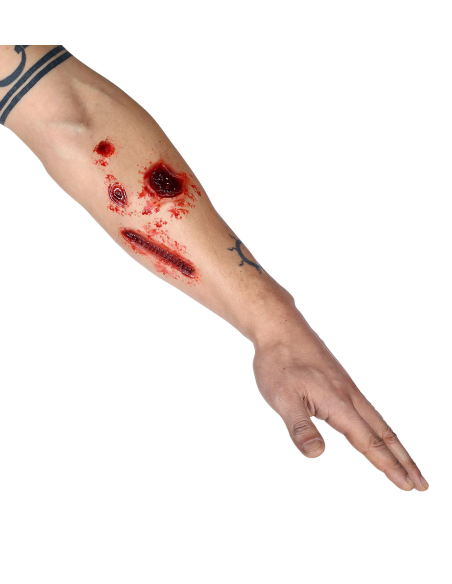 Prothèses FX 7 blessures – Maquillage effet gore réaliste avec colle