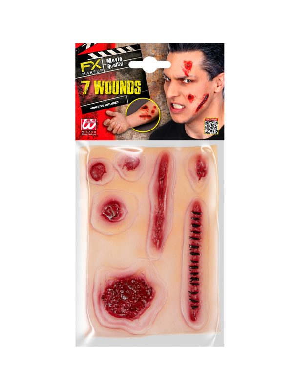 Prothèses FX 7 blessures – Maquillage effet gore réaliste avec colle
