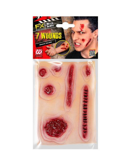 Prothèses FX 7 blessures – Maquillage effet gore réaliste avec colle