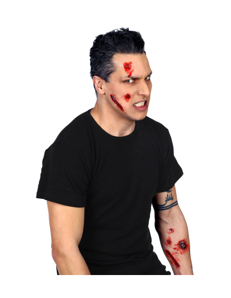 Prothèses FX 7 blessures – Maquillage effet gore réaliste avec colle