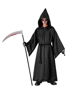 Déguisement de Faucheuse Enfant – Tunique Noire à Capuche avec Ceinture