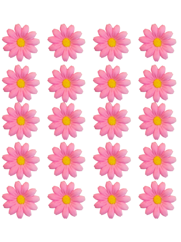 Set de 20 fleurs roses décoratives en tissu – Pour vos fêtes, chapeaux, chars et DIY créatifs