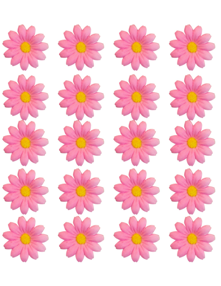 Set de 20 fleurs roses décoratives en tissu – Pour vos fêtes, chapeaux, chars et DIY créatifs