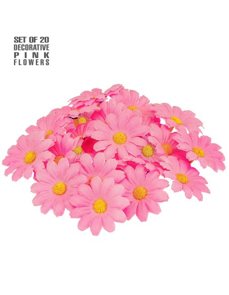 Set de 20 fleurs roses décoratives en tissu – Pour vos fêtes, chapeaux, chars et DIY créatifs