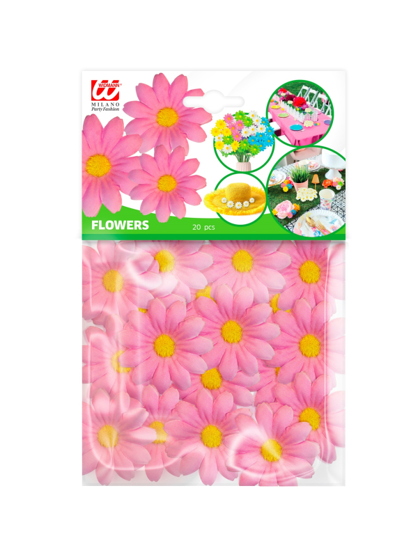 Set de 20 fleurs roses décoratives en tissu – Pour vos fêtes, chapeaux, chars et DIY créatifs