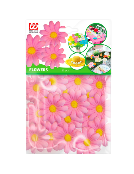 Set de 20 fleurs roses décoratives en tissu – Pour vos fêtes, chapeaux, chars et DIY créatifs