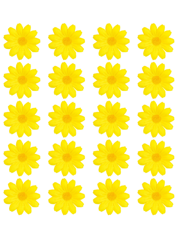 Set de 20 fleurs jaunes en tissu – Décoration joyeuse pour toutes vos fêtes et créations DIY