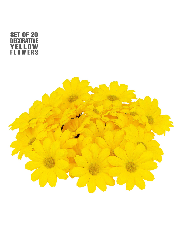 Set de 20 fleurs jaunes en tissu – Décoration joyeuse pour toutes vos fêtes et créations DIY