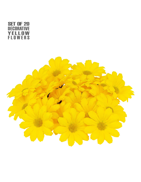 Set de 20 fleurs jaunes en tissu – Décoration joyeuse pour toutes vos fêtes et créations DIY