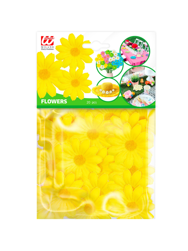 Set de 20 fleurs jaunes en tissu – Décoration joyeuse pour toutes vos fêtes et créations DIY