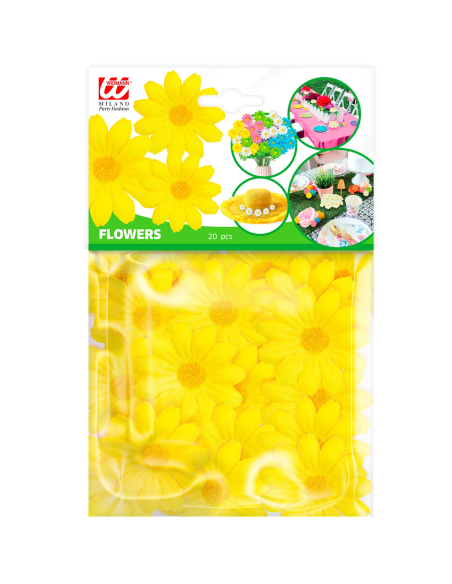 Set de 20 fleurs jaunes en tissu – Décoration joyeuse pour toutes vos fêtes et créations DIY