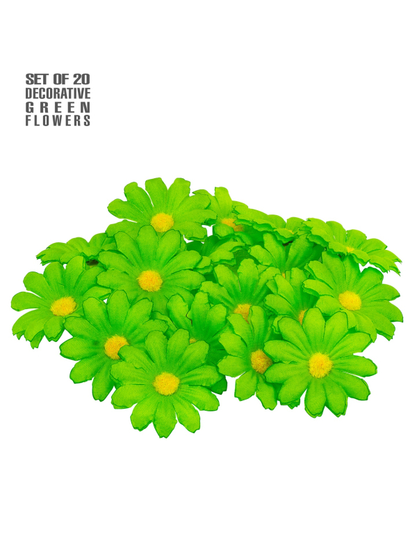 Set de 20 fleurs vertes décoratives en tissu – Accessoire festif pour décor nature et déguisements