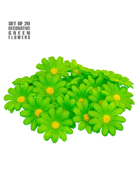 Set de 20 fleurs vertes décoratives en tissu – Accessoire festif pour décor nature et déguisements