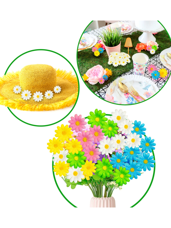 Set de 20 fleurs vertes décoratives en tissu – Accessoire festif pour décor nature et déguisements
