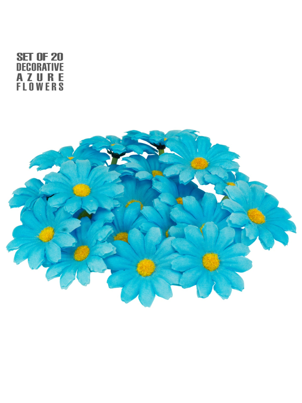 Set de 20 fleurs bleues décoratives – Pour décos marines, festives et créatives