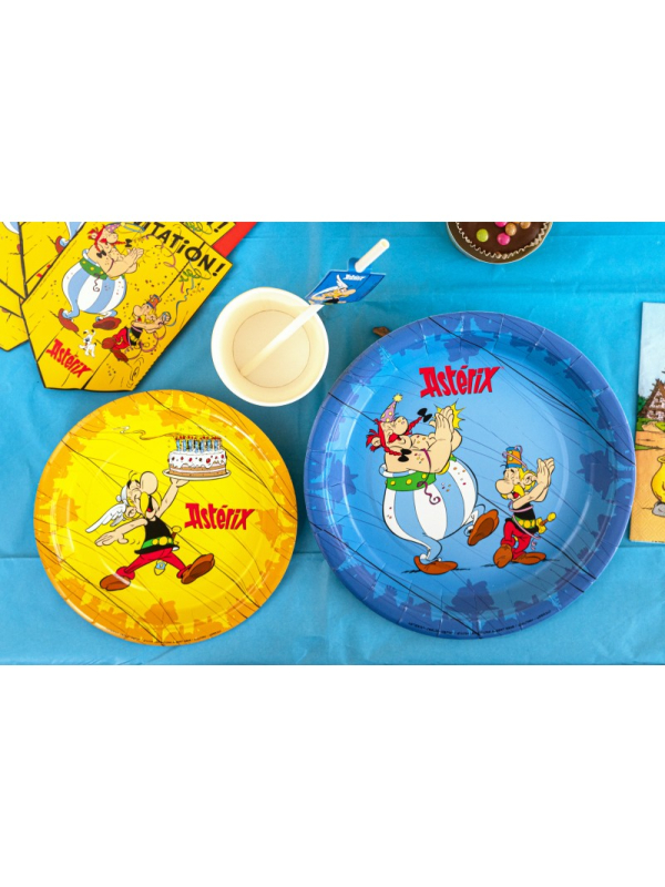 8 Assiettes jaunes Astérix® 18 cm – Vaisselle anniversaire écoresponsable sans plastique