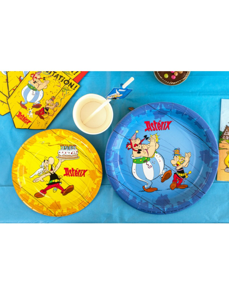 8 Assiettes jaunes Astérix® 18 cm – Vaisselle anniversaire écoresponsable sans plastique