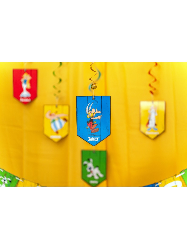 5 Suspensions spirales Astérix® – 60 cm – Déco d’anniversaire colorée et festive