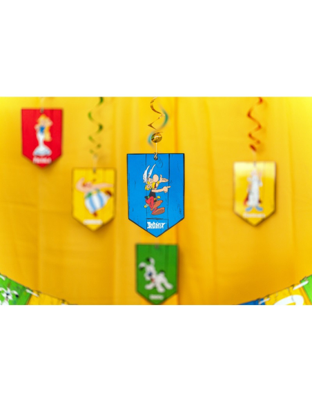 5 Suspensions spirales Astérix® – 60 cm – Déco d’anniversaire colorée et festive