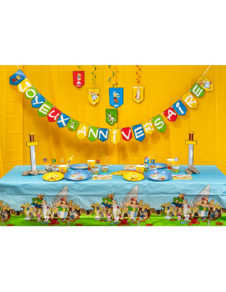 Nappe en papier recyclable Astérix® – 136 x 228 cm – Déco d’anniversaire 100 % Gaulois