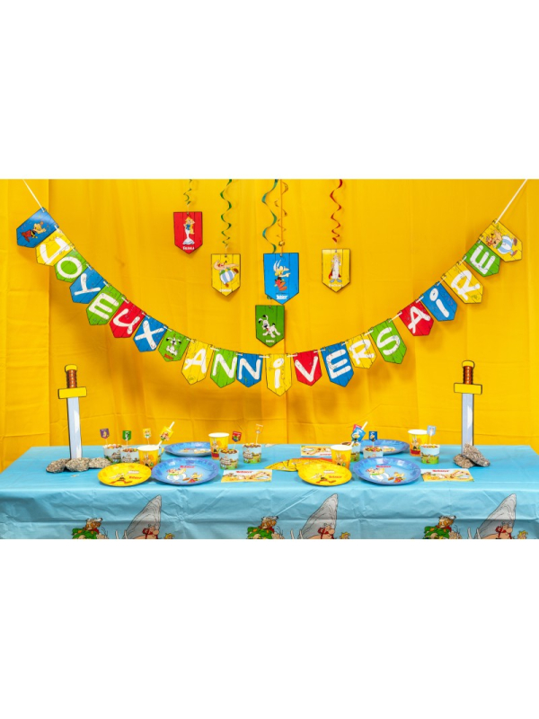 Guirlande Joyeux Anniversaire Astérix® – 2,5 m – Déco murale festive pour anniversaire enfant