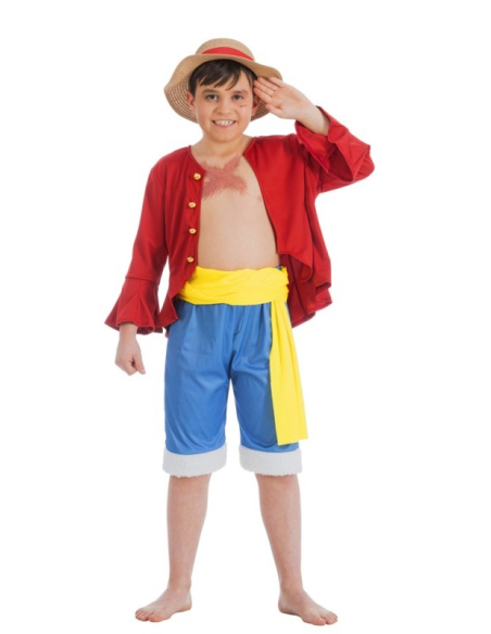 Déguisement enfant Luffy – One Piece® – Veste, short, ceinture et chapeau (4 pièces)