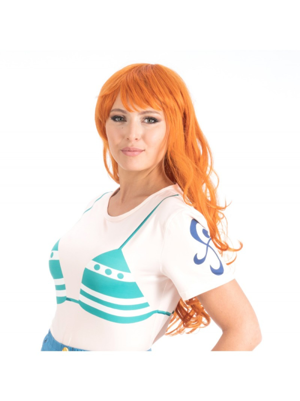 Perruque Nami – One Piece® – Cheveux longs roux pour cosplay femme