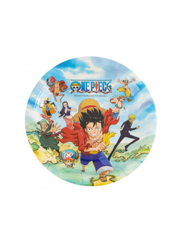8 Assiettes anniversaire One Piece® – 23 cm – Sans plastique