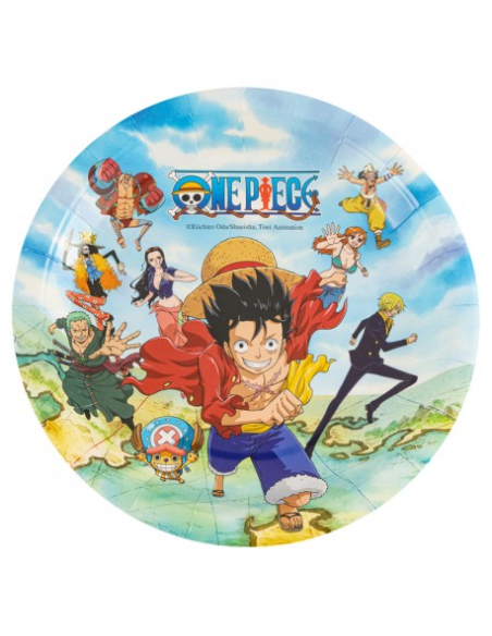 8 Assiettes anniversaire One Piece® – 23 cm – Sans plastique