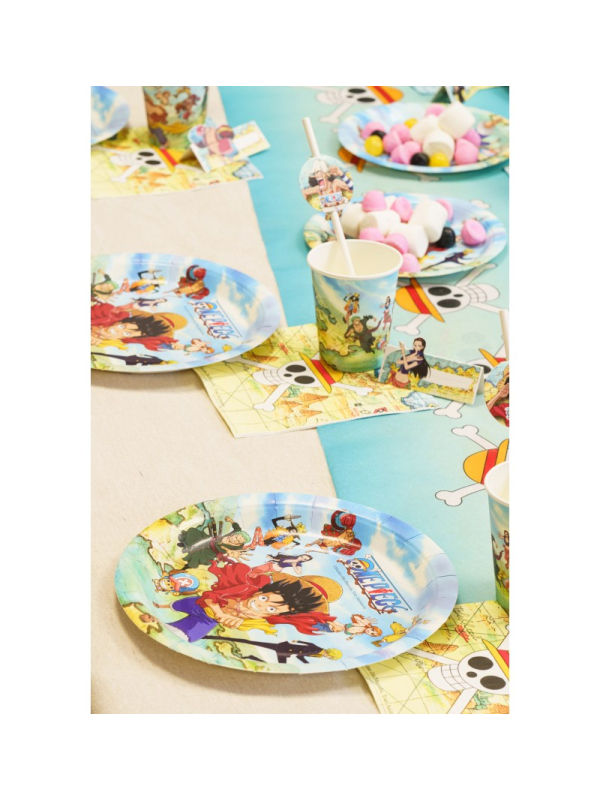 8 Assiettes anniversaire One Piece® – 23 cm – Sans plastique