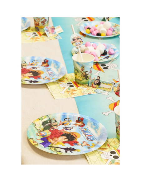 8 Assiettes anniversaire One Piece® – 23 cm – Sans plastique