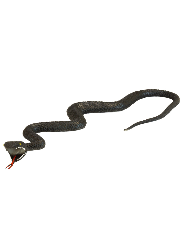 Serpent noir réaliste 75 cm – Accessoire terrifiant pour Halloween, costumes & décors