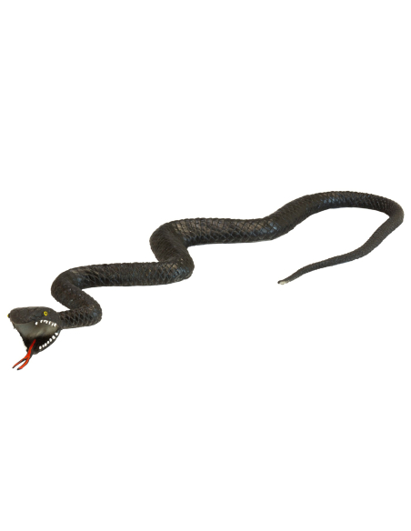 Serpent noir réaliste 75 cm – Accessoire terrifiant pour Halloween, costumes & décors