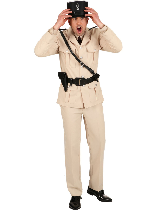 Déguisement Gendarme Homme - Uniforme Comique Beige (Veste + Pantalon)