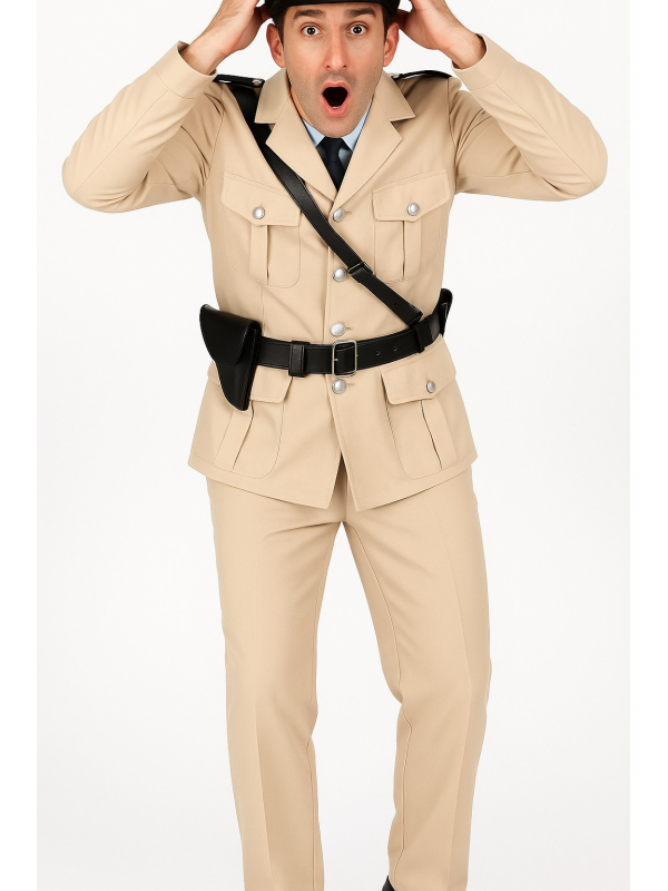 Déguisement Gendarme Homme - Uniforme Comique Beige (Veste + Pantalon)