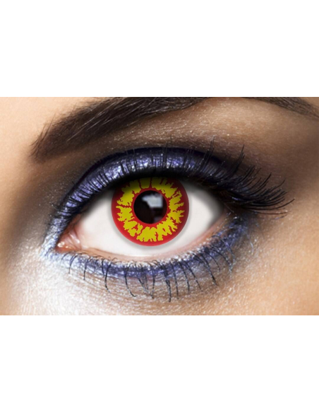 Lentilles Loup-Garou Halloween – Effet yeux jaunes & rouges – Usage unique