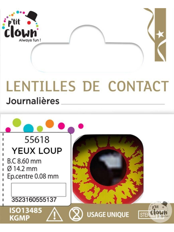 Lentilles Loup-Garou Halloween – Effet yeux jaunes & rouges – Usage unique