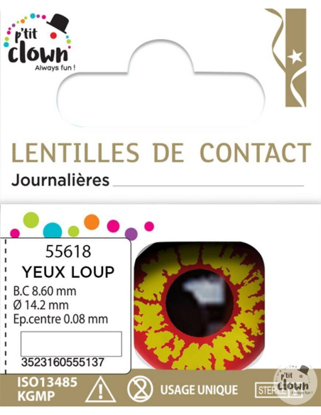 Lentilles Loup-Garou Halloween – Effet yeux jaunes & rouges – Usage unique