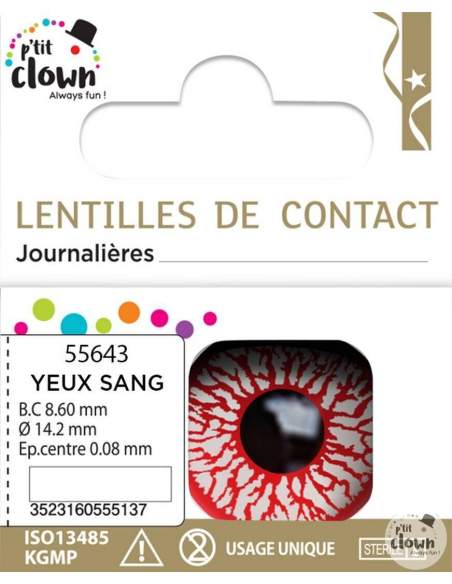 Lentilles Sanglantes Halloween – Effet Veines Rouges – Usage Unique