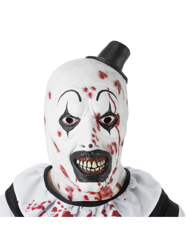 Masque latex Art le Clown Terrifier blanc noir et rouge