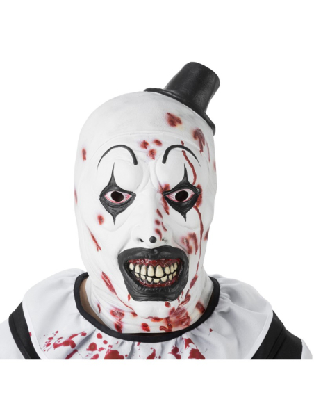 Masque latex Art le Clown Terrifier blanc noir et rouge