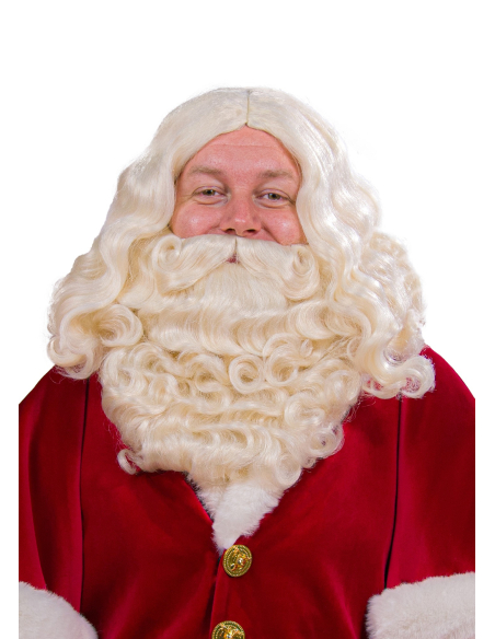 Barbe et Perruque de Père Noël Blond Blanc Deluxe – Qualité Pro Longue Durée