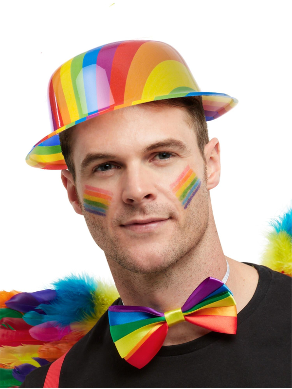 Chapeau Melon Arc-en-Ciel – Plastique Rigide – Spécial Fête & Pride