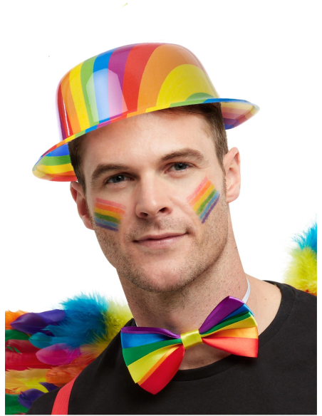 Chapeau Melon Arc-en-Ciel – Plastique Rigide – Spécial Fête & Pride