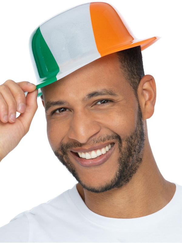 Chapeau Melon Irlande – Plastique Tricolore Vert Blanc Orange – Saint-Patrick