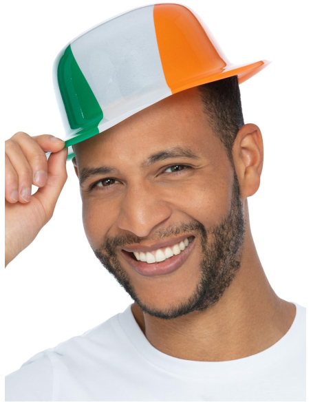 Chapeau Melon Irlande – Plastique Tricolore Vert Blanc Orange – Saint-Patrick