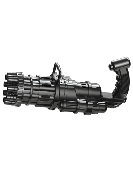 Pistolet à Bulles Gatling Noir avec Plateau et Recharge – Jouet Amusant pour Enfants
