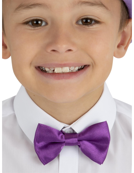 Nœud papillon violet pour enfants avec fermeture Velcro