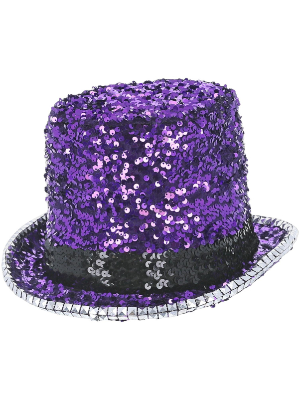 Chapeau Haut-de-Forme Deluxe Violet à Paillettes – Fever®