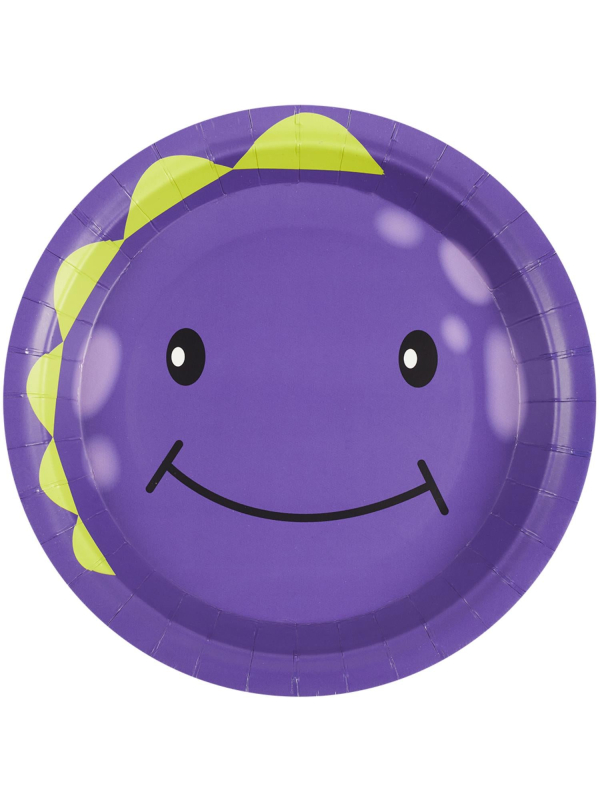 Assiettes en Carton Halloween – Motif Petit Monstre Violet (x8, Ø 23 cm)